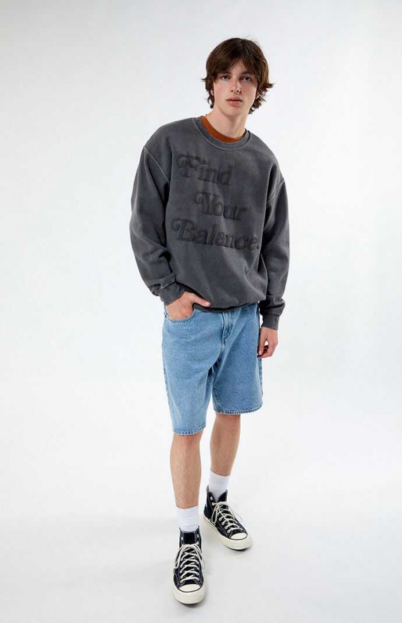 Sudadera con Capucha PacSun Find Your Balance Vintage Crew Neck Hombre Negras | WJBQD0892