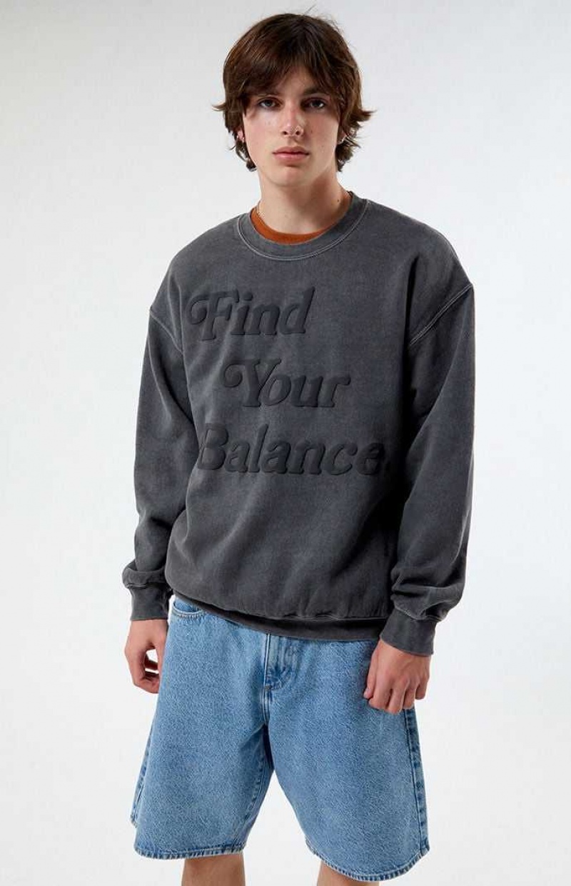 Sudadera con Capucha PacSun Find Your Balance Vintage Crew Neck Hombre Negras | WJBQD0892