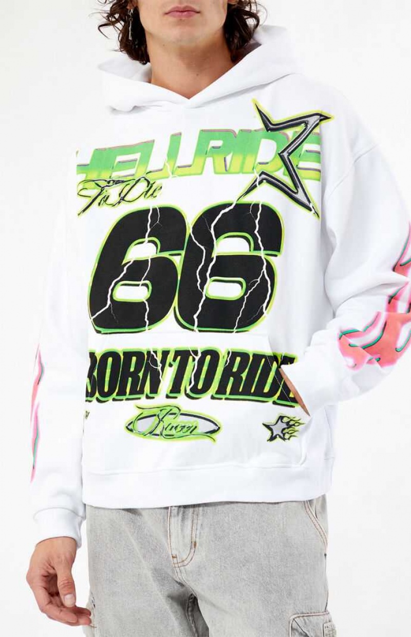 Sudadera con Capucha PacSun Hellride Carreras Hombre Blancas | VCNYG5840