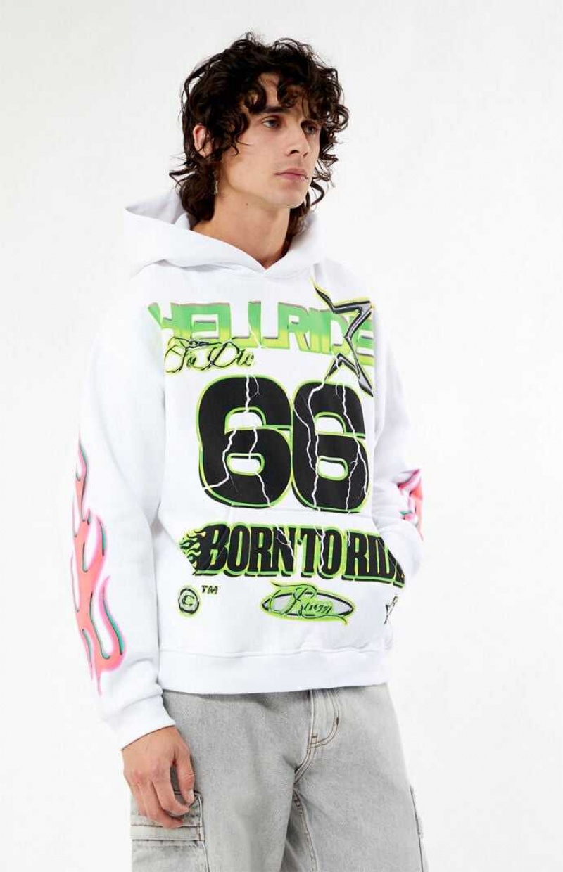 Sudadera con Capucha PacSun Hellride Carreras Hombre Blancas | VCNYG5840