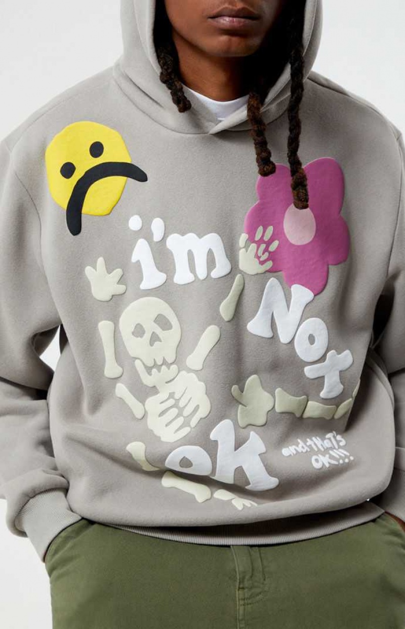 Sudadera con Capucha PacSun I'm Not Okay Hombre Plateadas | CGWDT5937