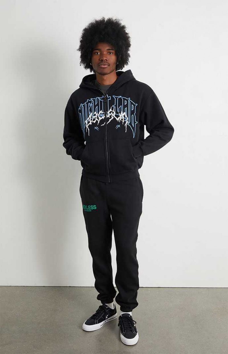 Sudadera con Capucha PacSun Nightlab x Night Lab Full Zip Hombre Negras | PVAMI9578