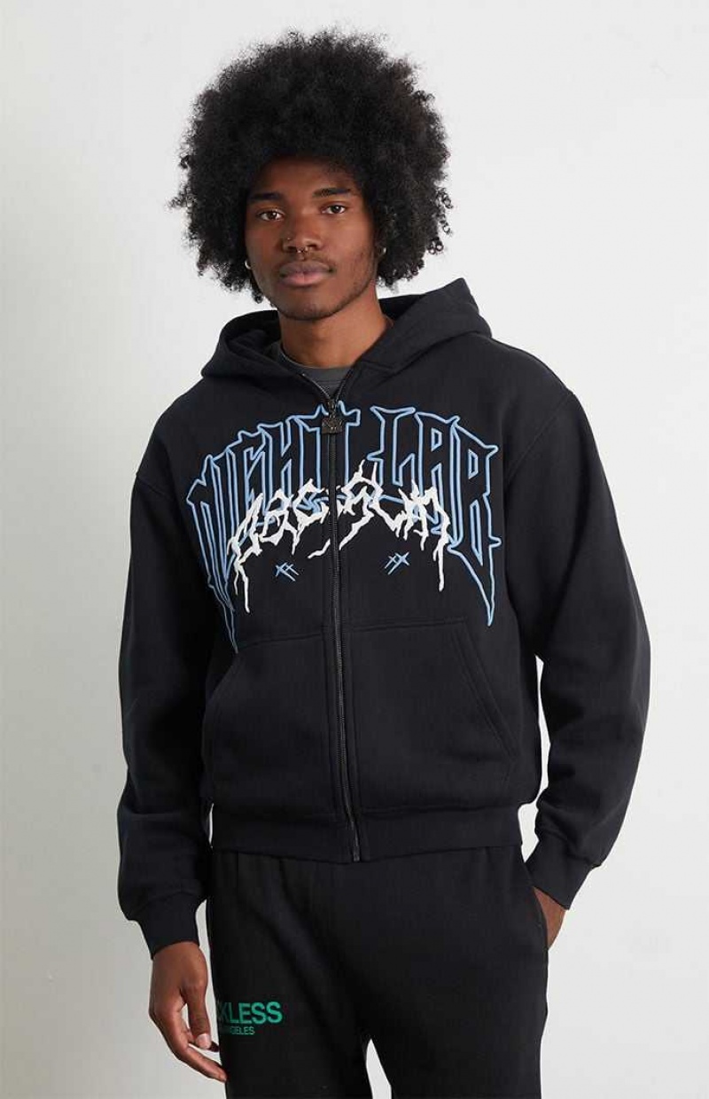 Sudadera con Capucha PacSun Nightlab x Night Lab Full Zip Hombre Negras | PVAMI9578