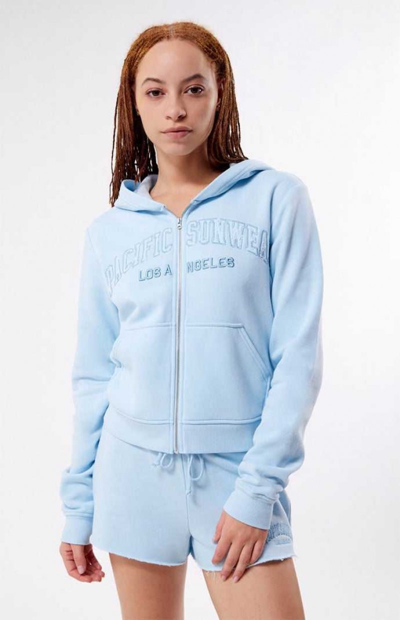 Sudadera con Capucha PacSun Pacific Sunwear Full Zip Mujer Azules Claro | TYROD1739