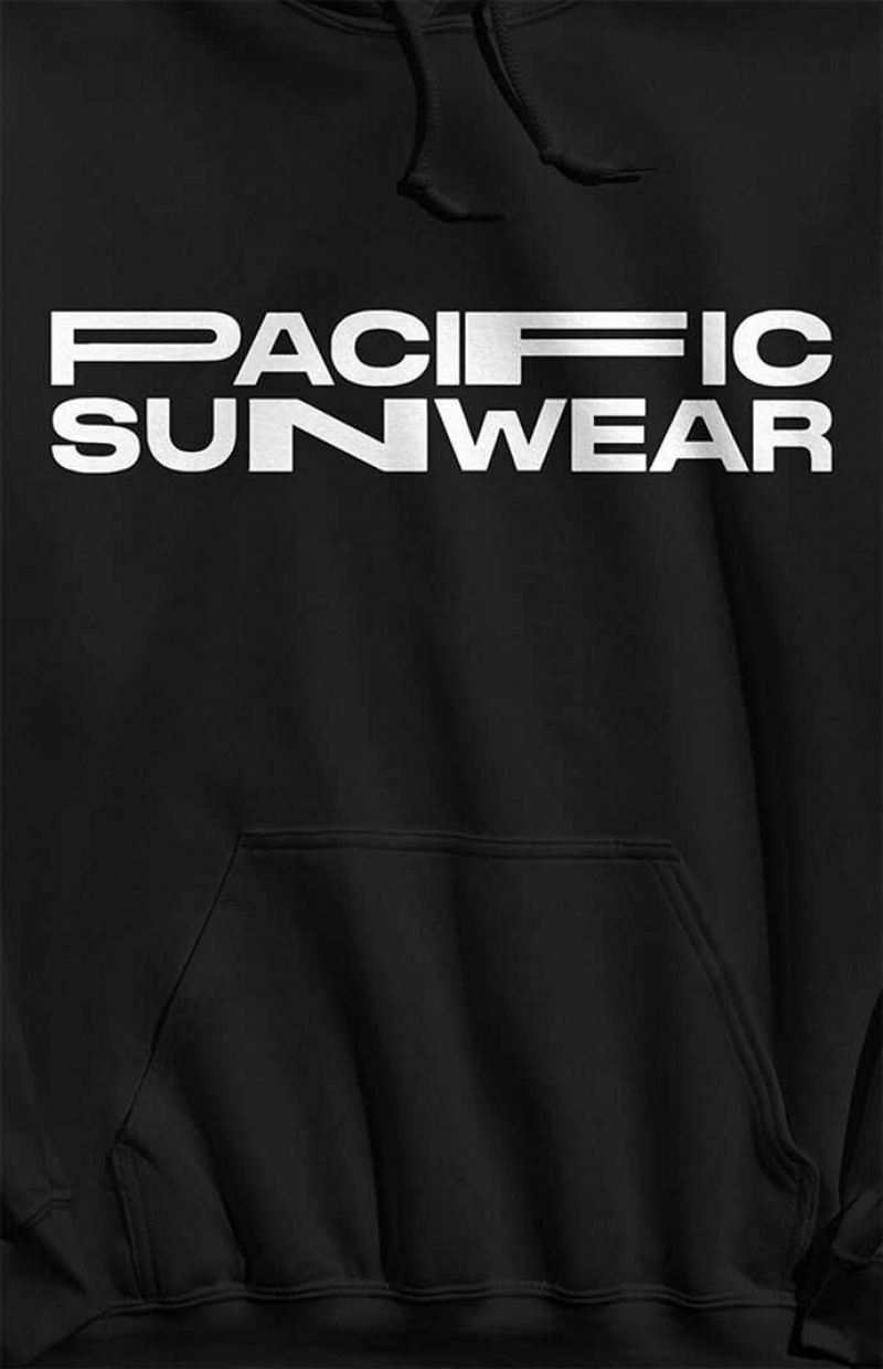 Sudadera con Capucha PacSun Pacific Sunwear Stretch Logo Hombre Negras | TWQSR8756