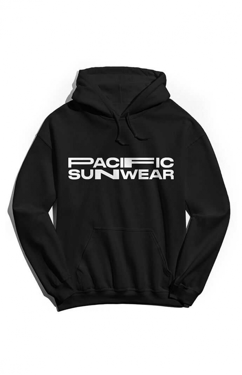 Sudadera con Capucha PacSun Pacific Sunwear Stretch Logo Hombre Negras | TWQSR8756