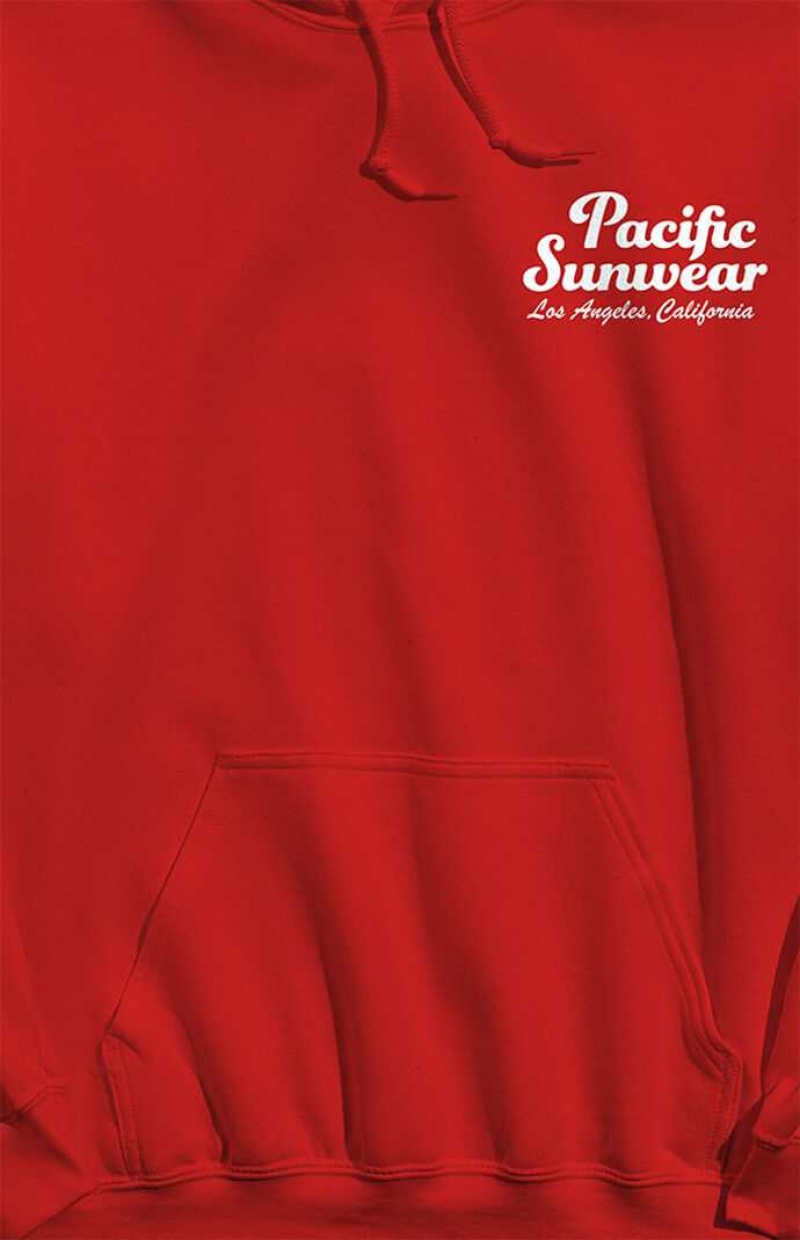 Sudadera con Capucha PacSun Pacific Sunwear LA Script Hombre Rojas | YTNOJ8603