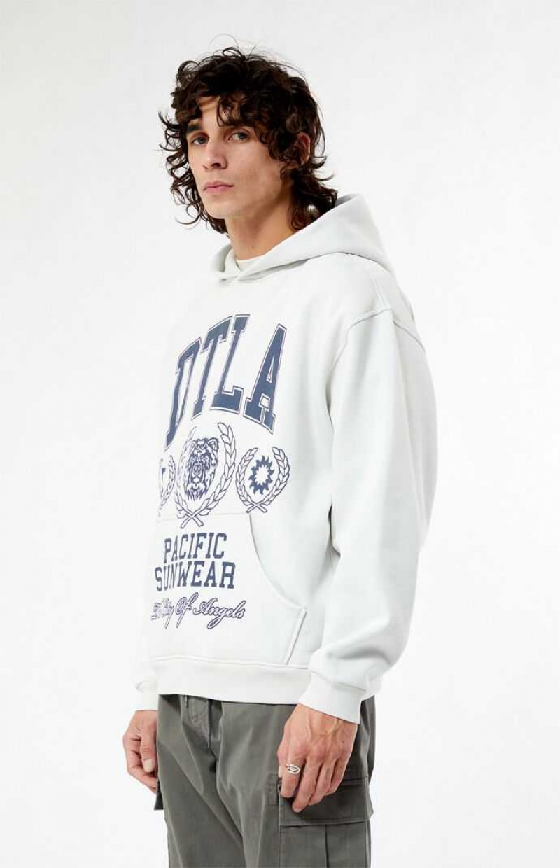 Sudadera con Capucha PacSun Pacific Sunwear DTLA Collegiate Hombre Blancas | NQRKC2418