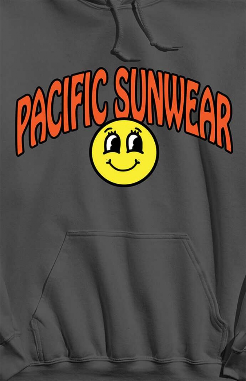 Sudadera con Capucha PacSun Pacific Sunwear Smiley Hombre Gris | DAOME2703