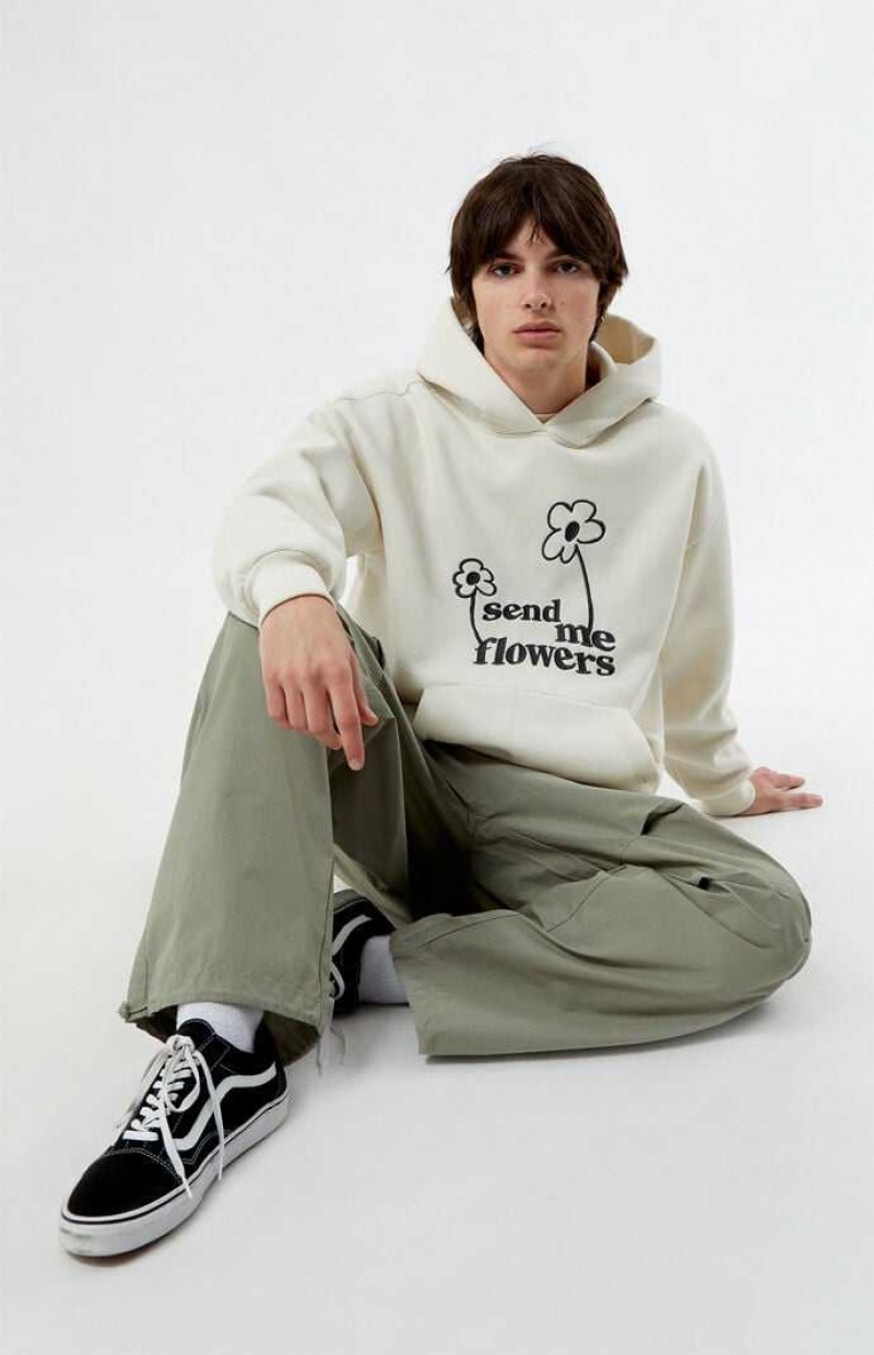 Sudadera con Capucha PacSun Send Flowers Hombre Creme | HEXDP5698