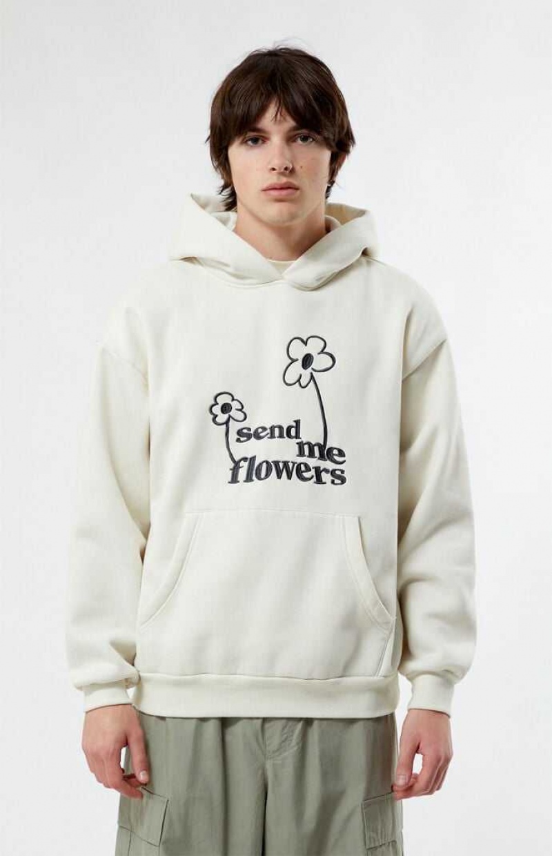 Sudadera con Capucha PacSun Send Flowers Hombre Creme | HEXDP5698