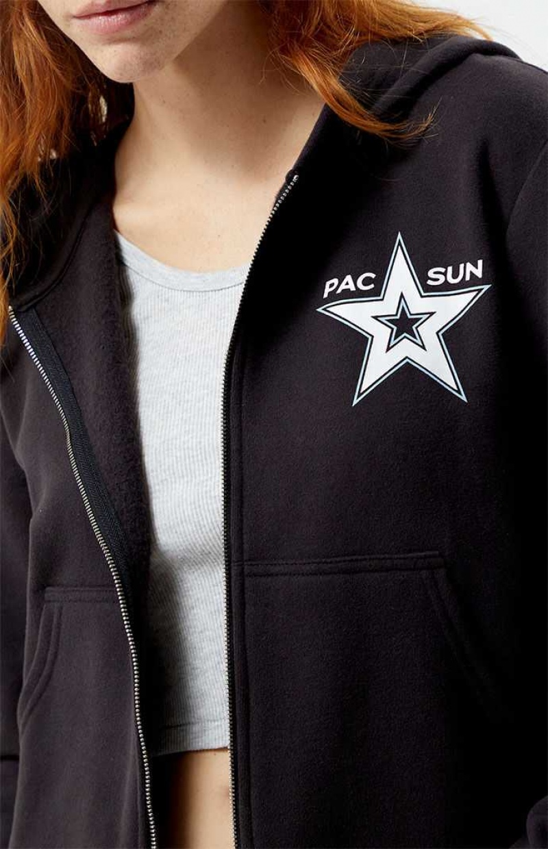 Sudadera con Capucha PacSun Star Zip Up Mujer Negras | ALVYG0457