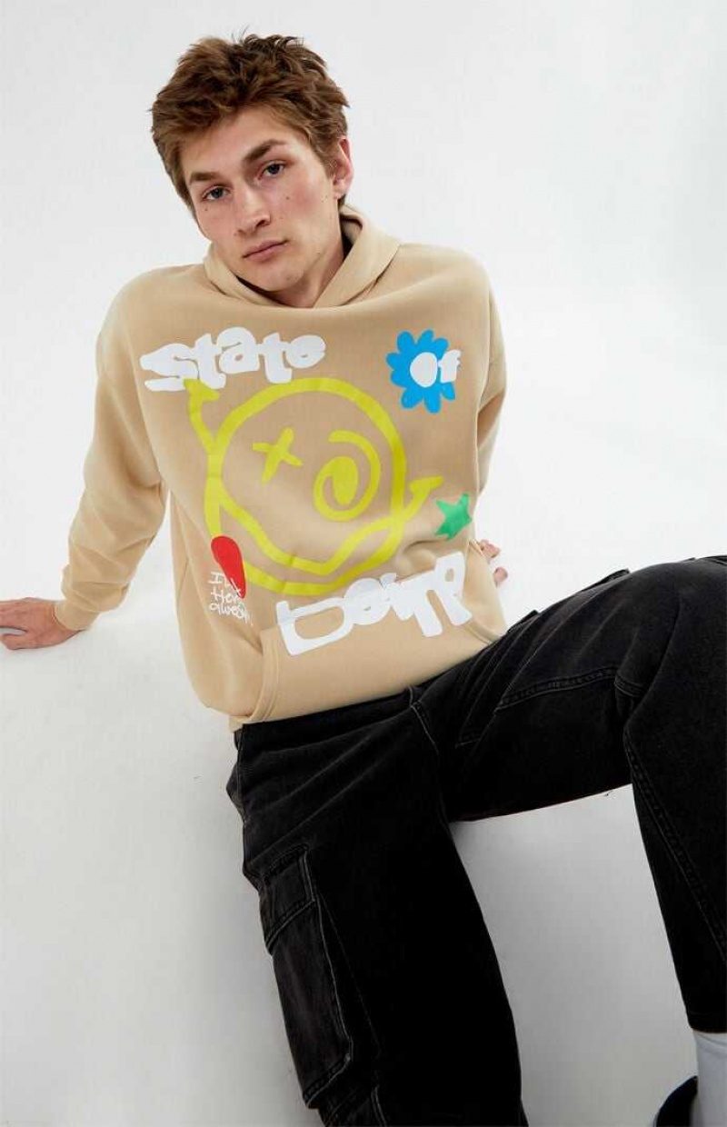 Sudadera con Capucha PacSun Web Of Smiles Puff Hombre Marrones | OEXPZ5198