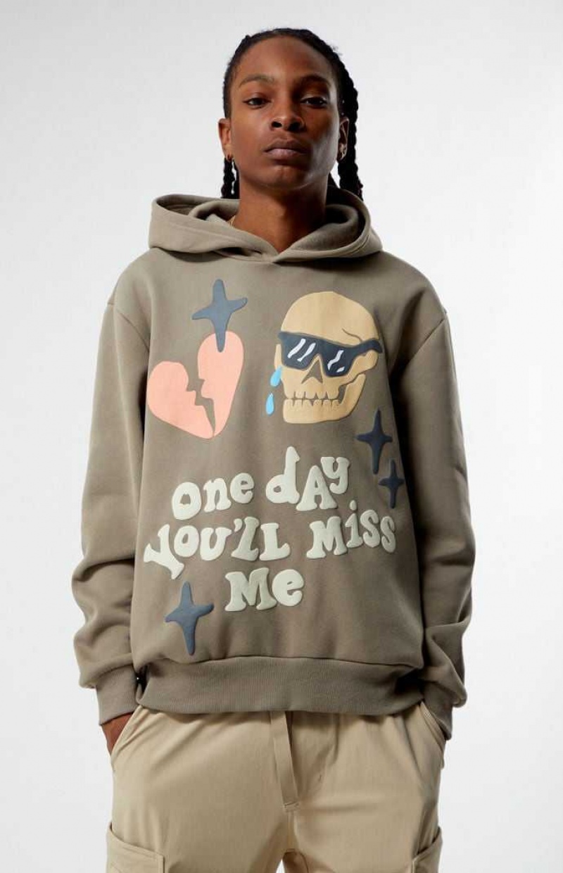 Sudadera con Capucha PacSun You\'ll Miss Me Hombre Marrones | TFGEQ0851