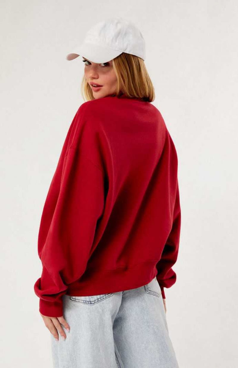 Sudaderas PacSun 1980 Pacific Sunwear Crew Neck Mujer Rojas | ITLCW2514