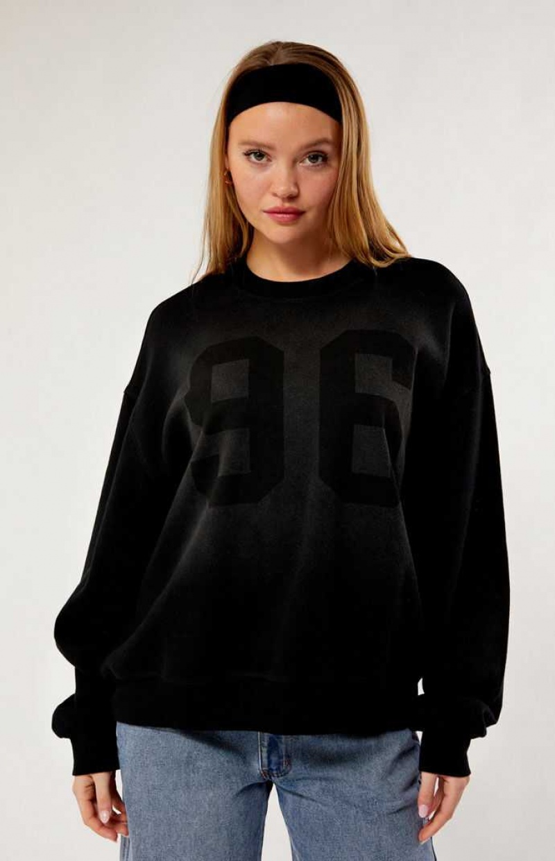 Sudaderas PacSun 96 Crew Neck Mujer Negras | CWRAK5630