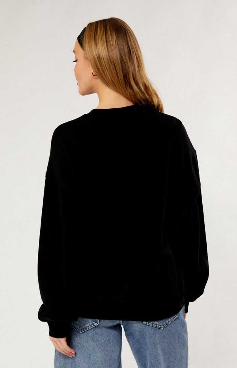 Sudaderas PacSun 96 Crew Neck Mujer Negras | CWRAK5630