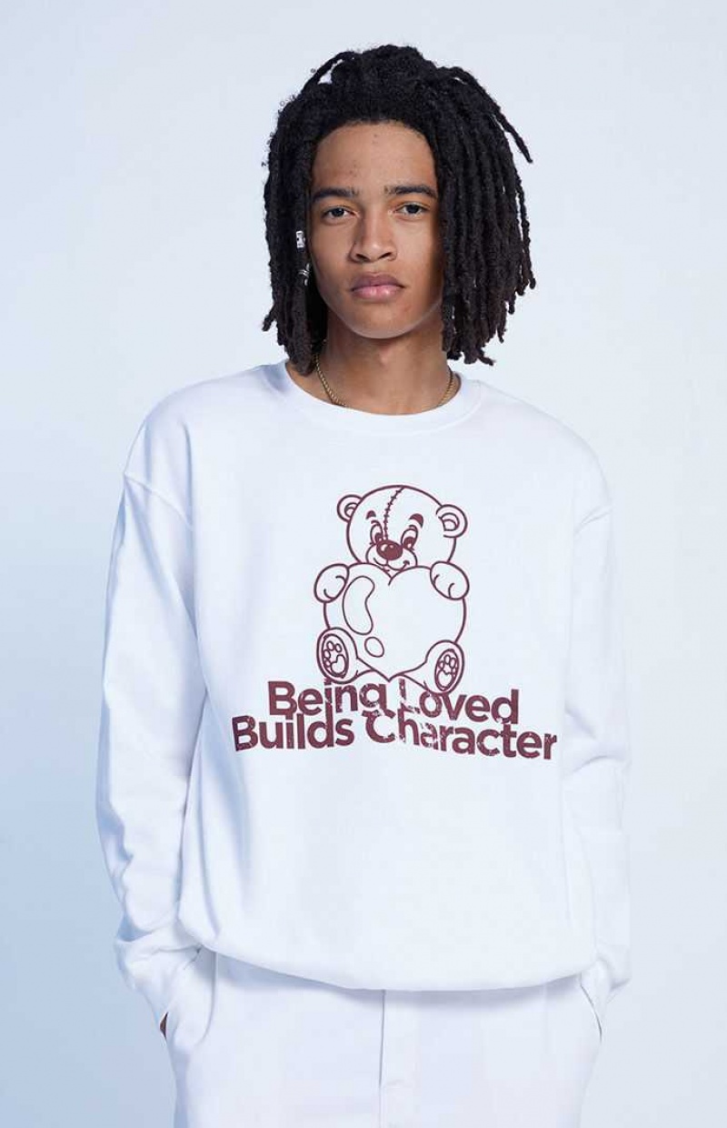 Sudaderas PacSun Being Loved Crew Neck Hombre Blancas | OLYUV8617