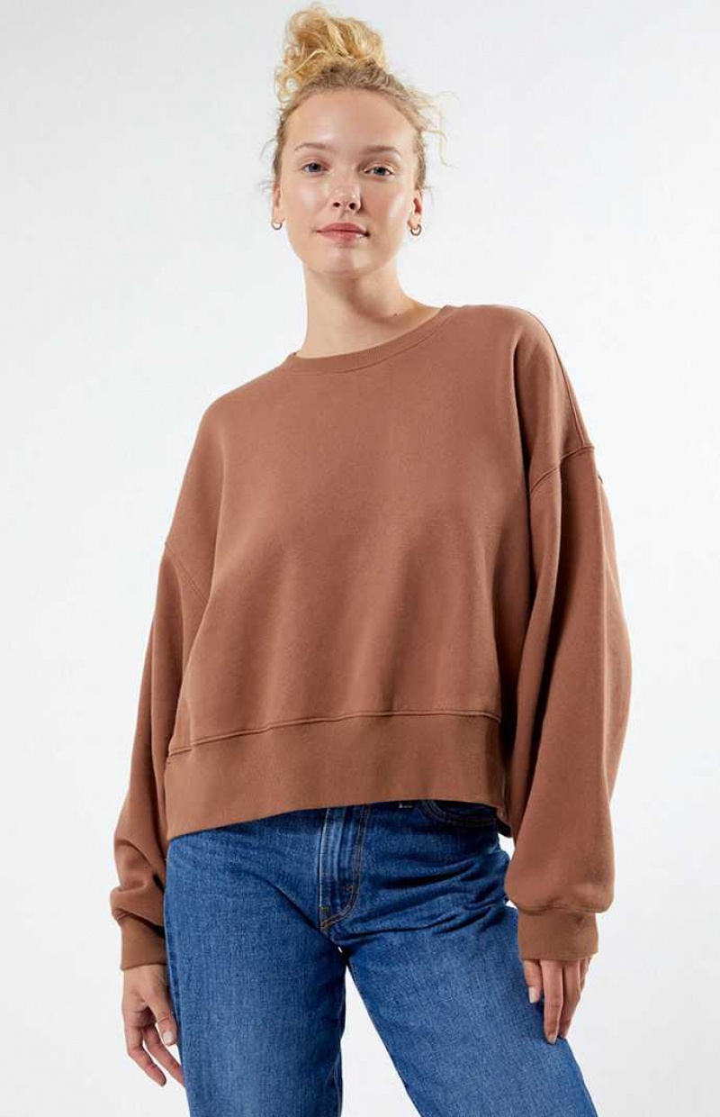 Sudaderas PacSun Best Bet Cropped Fleece Mujer Marrones | FKWXP6842