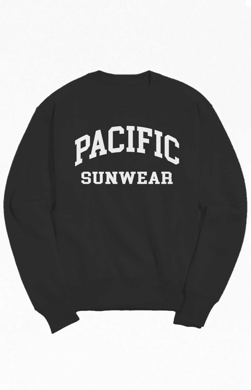 Sudaderas PacSun Black Pacific Sunwear Crew Neck Hombre Negras | ZODWV5163