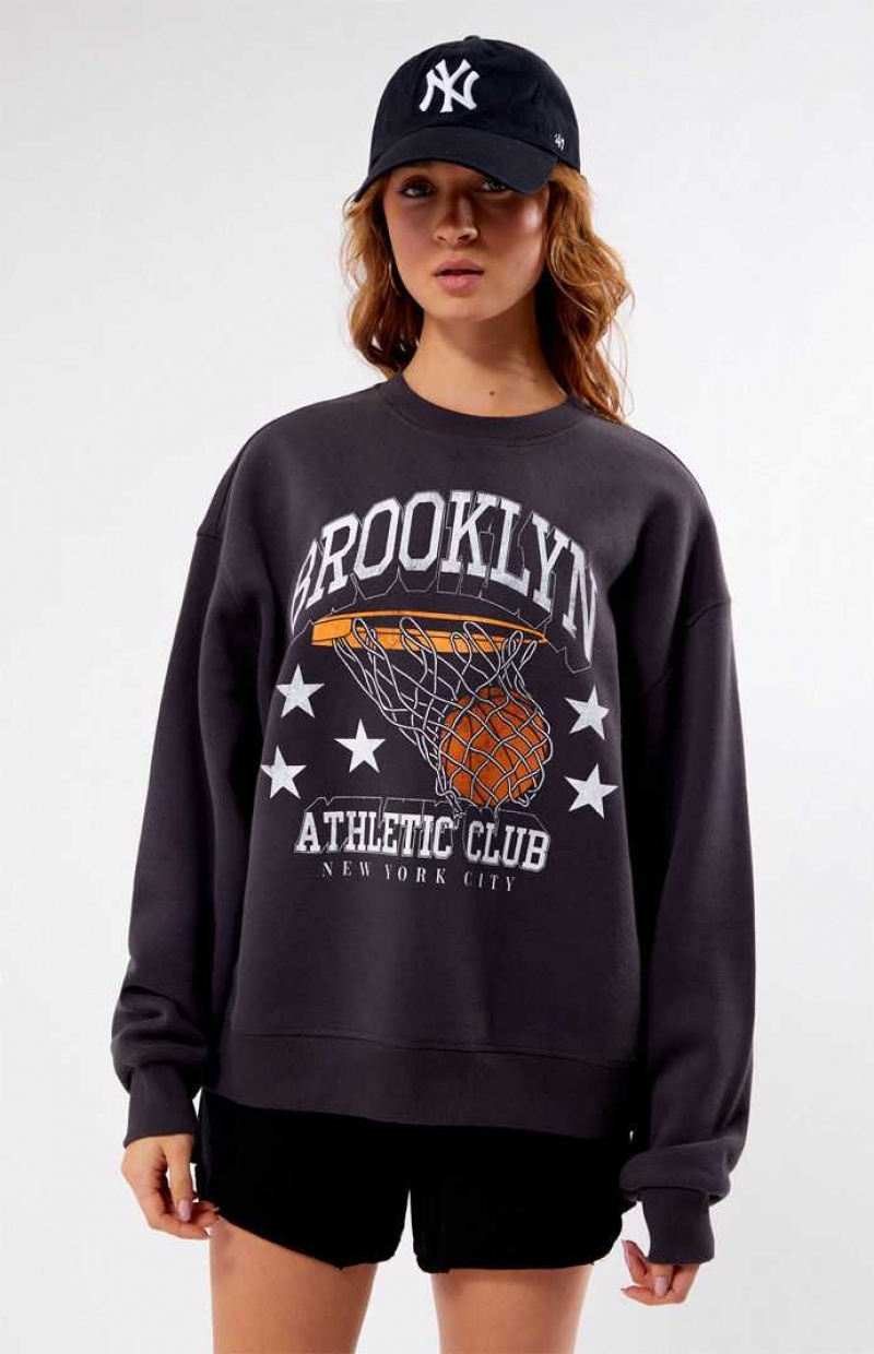 Sudaderas PacSun Brooklyn Atléticos Club Crew Neck Mujer Negras | KTMWN7501