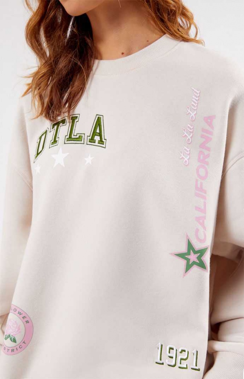 Sudaderas PacSun DTLA Crew Neck Mujer Marrones | XUBKJ4638