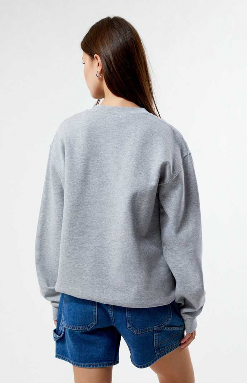 Sudaderas PacSun Distressed Crew Neck Mujer Gris | JCUQF4395