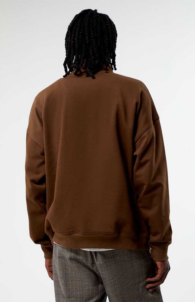 Sudaderas PacSun Eco Brown Solid Quarter Zip Hombre Marrones | BQEWX1328