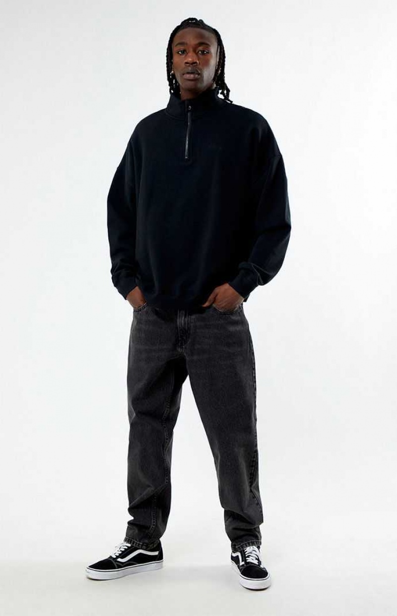 Sudaderas PacSun Eco Solid Quarter Zip Hombre Negras | ETUVO4281