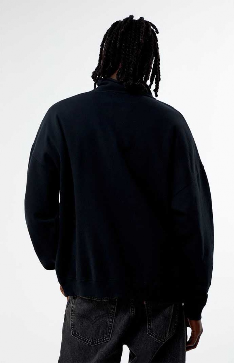 Sudaderas PacSun Eco Solid Quarter Zip Hombre Negras | ETUVO4281