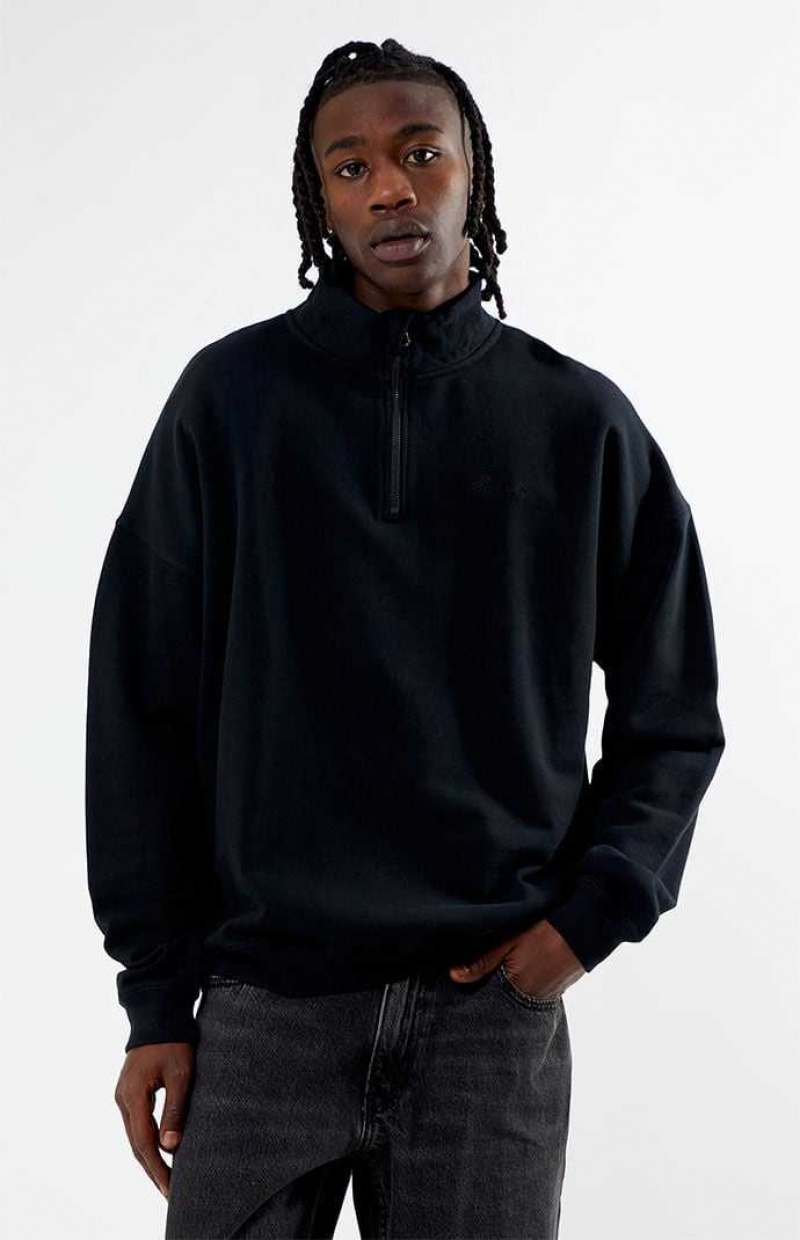 Sudaderas PacSun Eco Solid Quarter Zip Hombre Negras | ETUVO4281