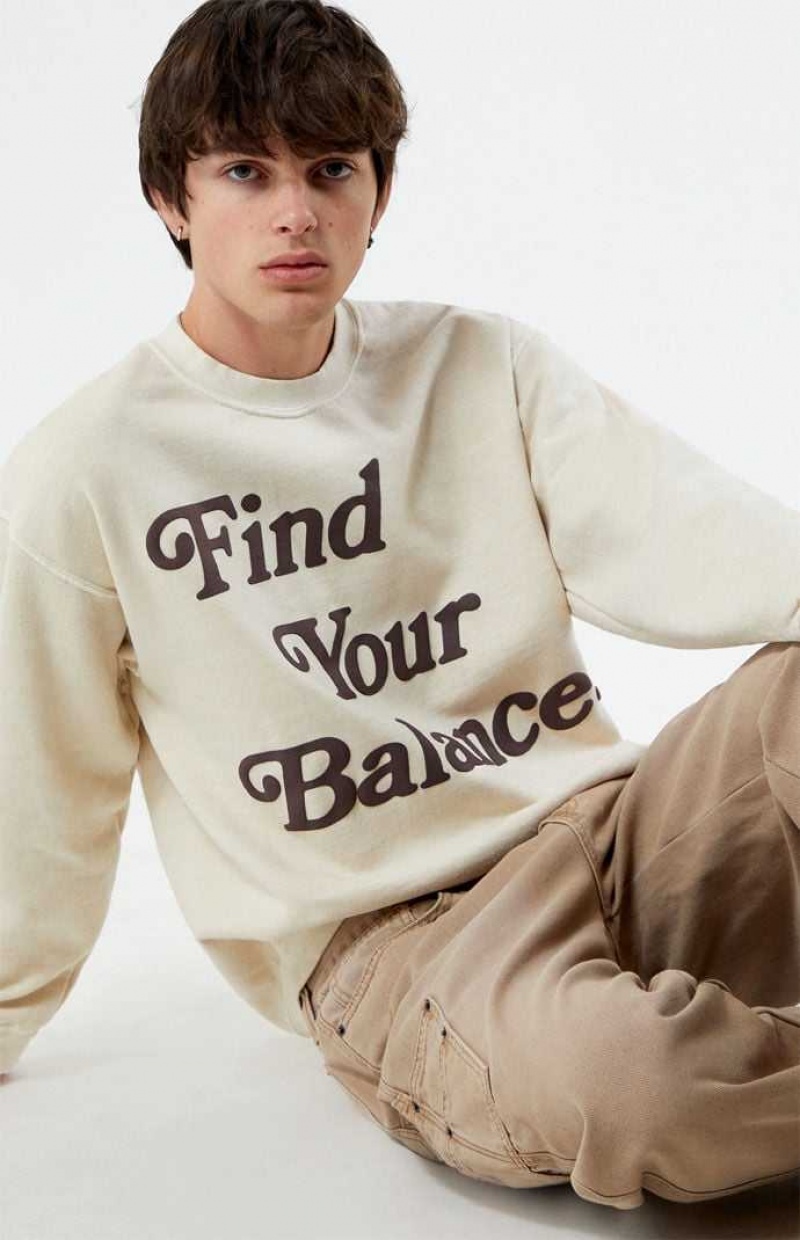 Sudaderas PacSun Find Your Balance Crew Neck Hombre Marrones | PLUFM6951