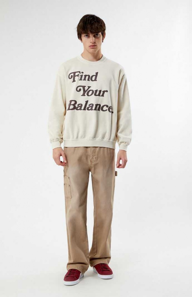 Sudaderas PacSun Find Your Balance Crew Neck Hombre Marrones | PLUFM6951