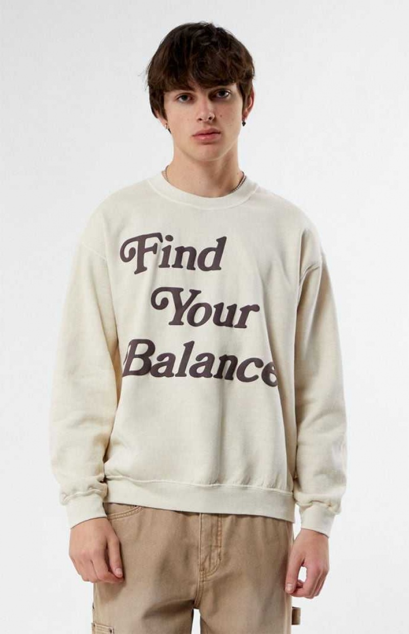 Sudaderas PacSun Find Your Balance Crew Neck Hombre Marrones | PLUFM6951