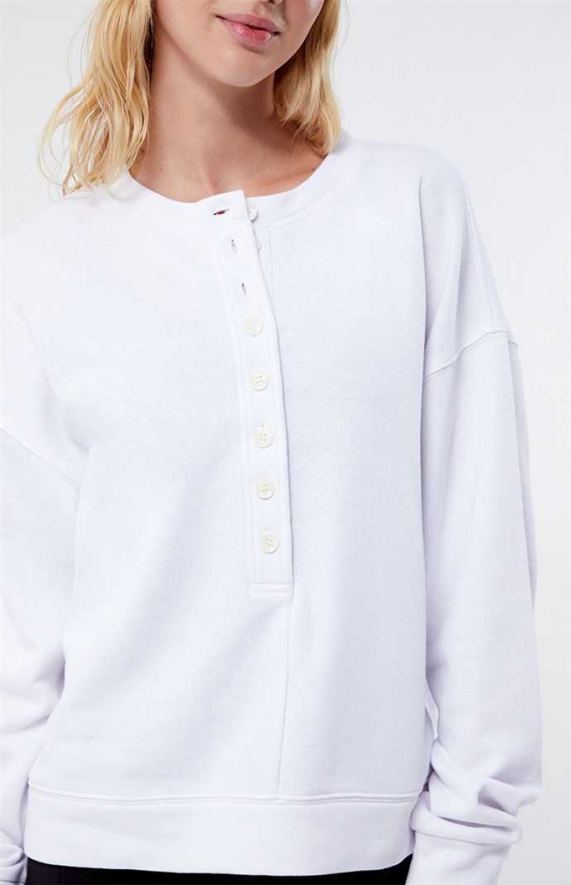 Sudaderas PacSun Fireside Easy Henley Mujer Blancas | OAMIP2053