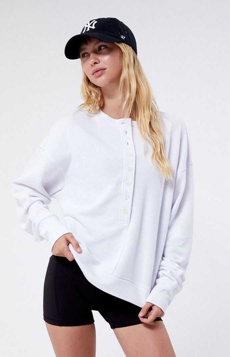 Sudaderas PacSun Fireside Easy Henley Mujer Blancas | OAMIP2053