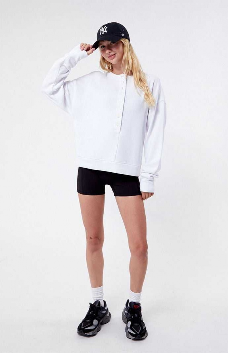 Sudaderas PacSun Fireside Easy Henley Mujer Blancas | OAMIP2053