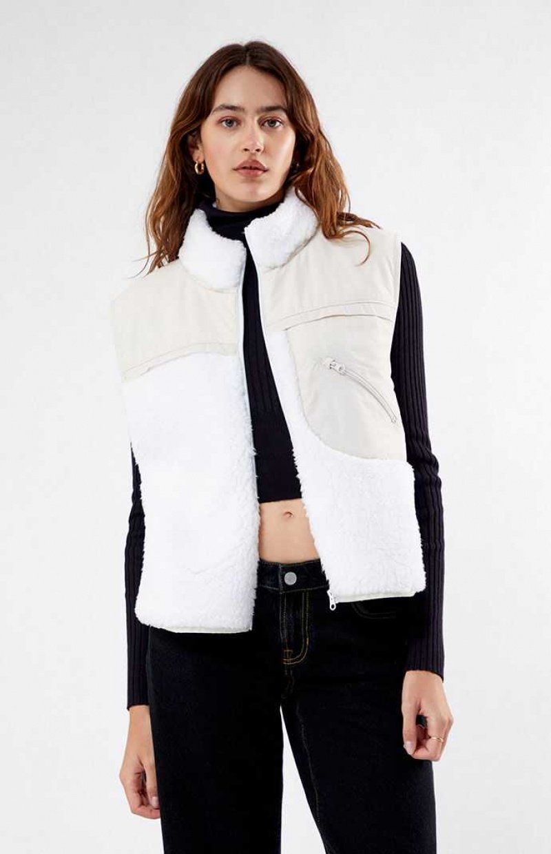 Sudaderas PacSun Flex Sherpa Fleece Mujer Blancas | TLUOF3850