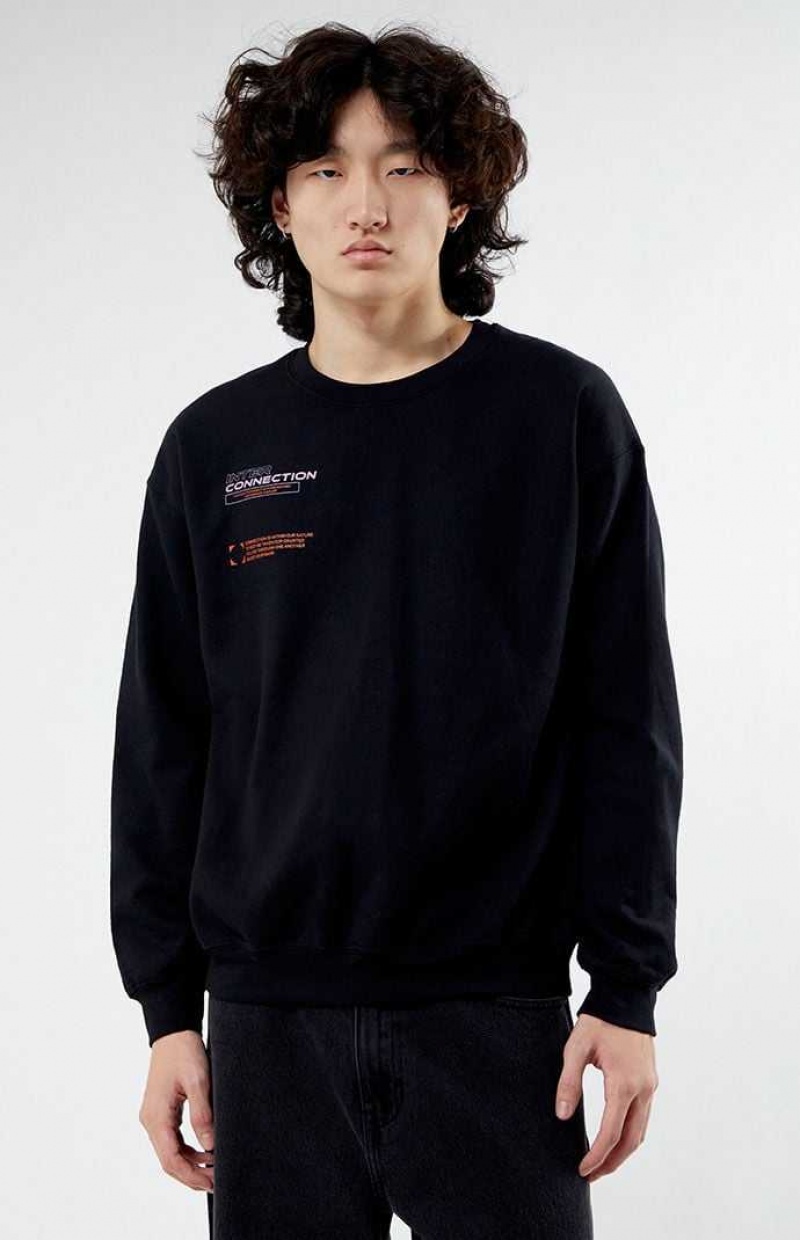 Sudaderas PacSun Interconnection Crew Neck Hombre Negras | EORTG6892