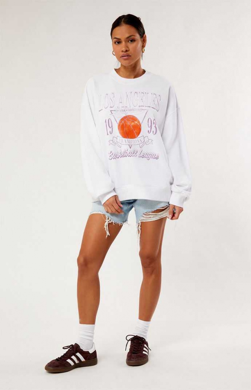 Sudaderas PacSun Los Angeles Basketball Champs Crew Neck Mujer Marrones | TDHYU3125