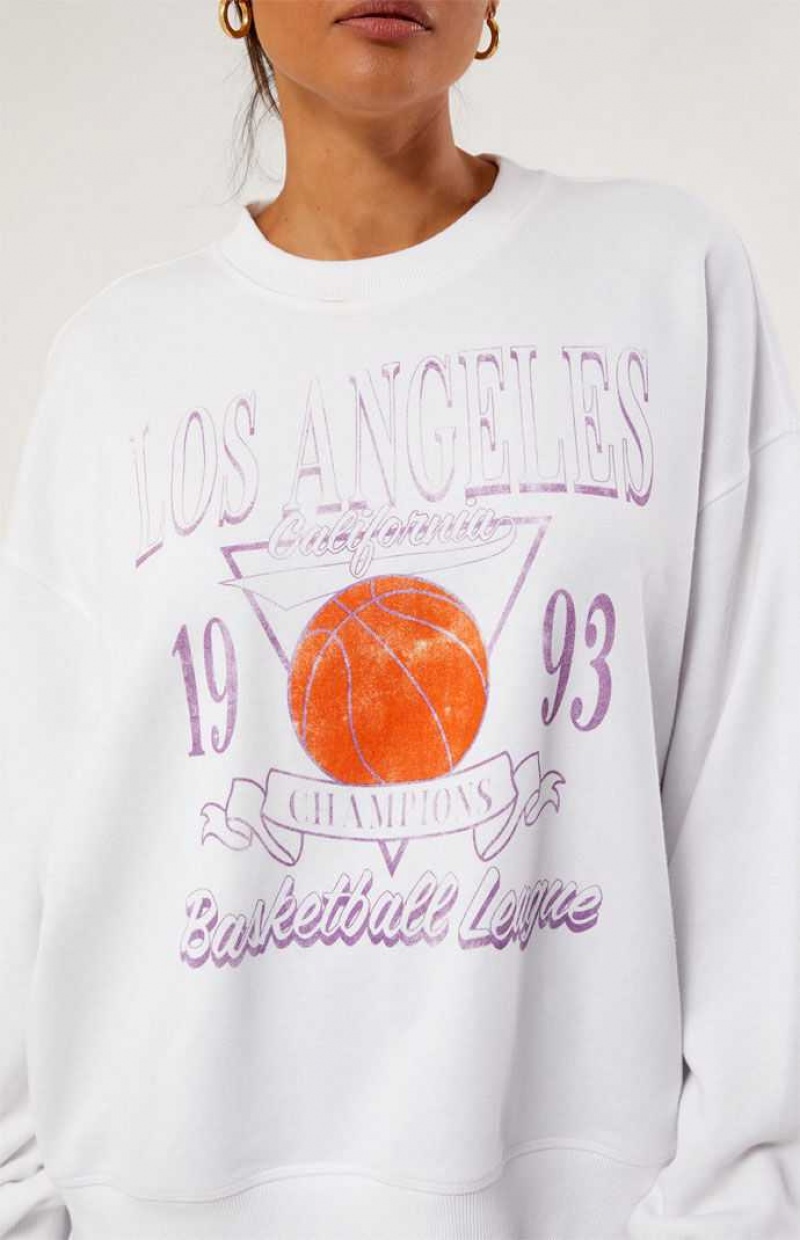 Sudaderas PacSun Los Angeles Basketball Champs Crew Neck Mujer Marrones | TDHYU3125