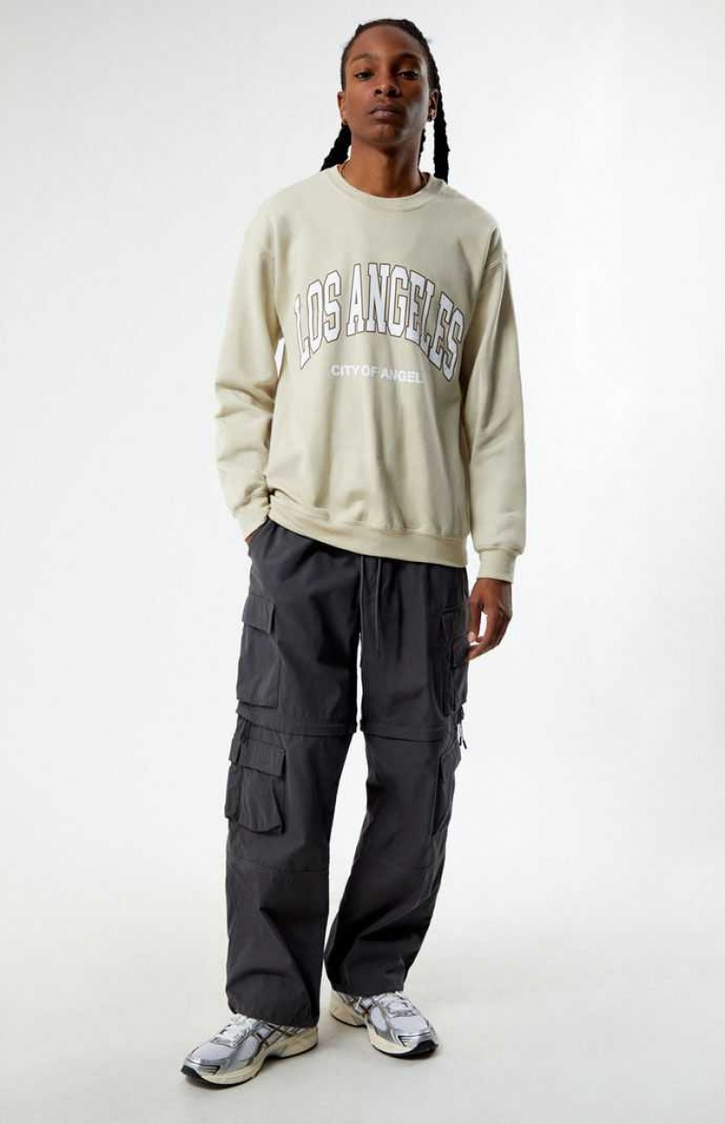 Sudaderas PacSun Los Angeles College Crew Neck Hombre Marrones | VIUEC0935