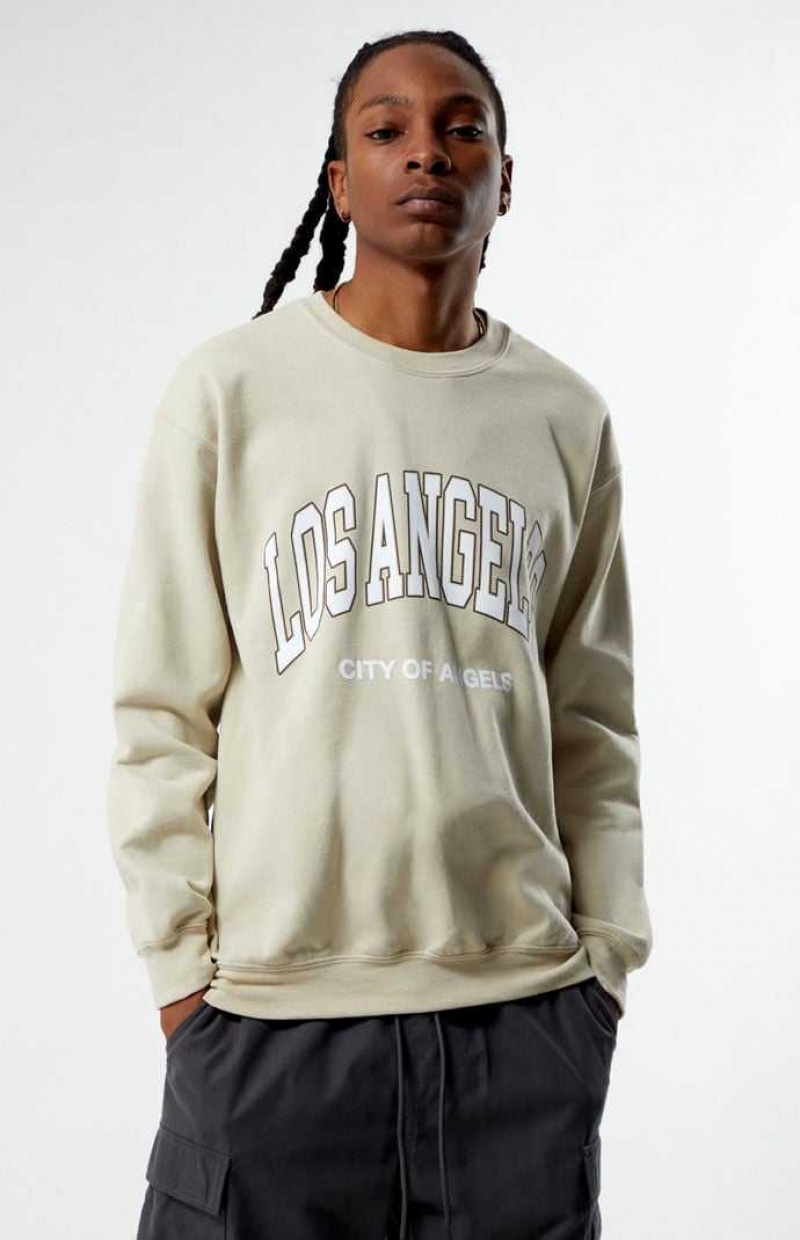 Sudaderas PacSun Los Angeles College Crew Neck Hombre Marrones | VIUEC0935