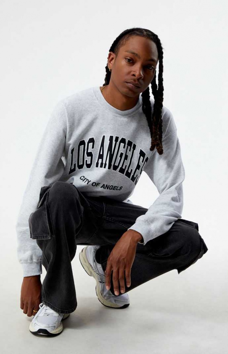 Sudaderas PacSun Los Angeles College Crew Neck Hombre Gris | HBPKY1694