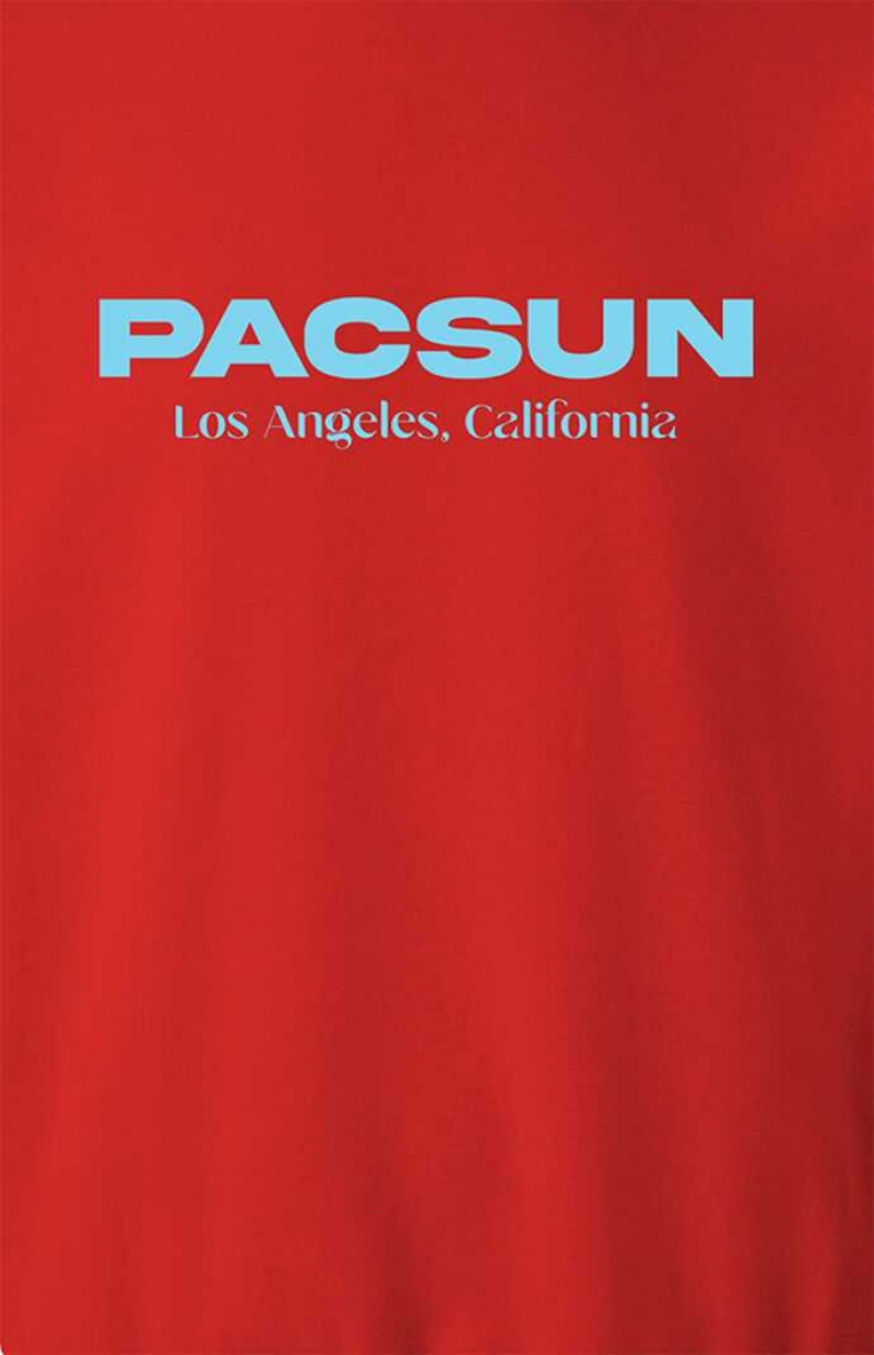 Sudaderas PacSun Los Angeles Crew Neck Hombre Rojas | LAJQS4103