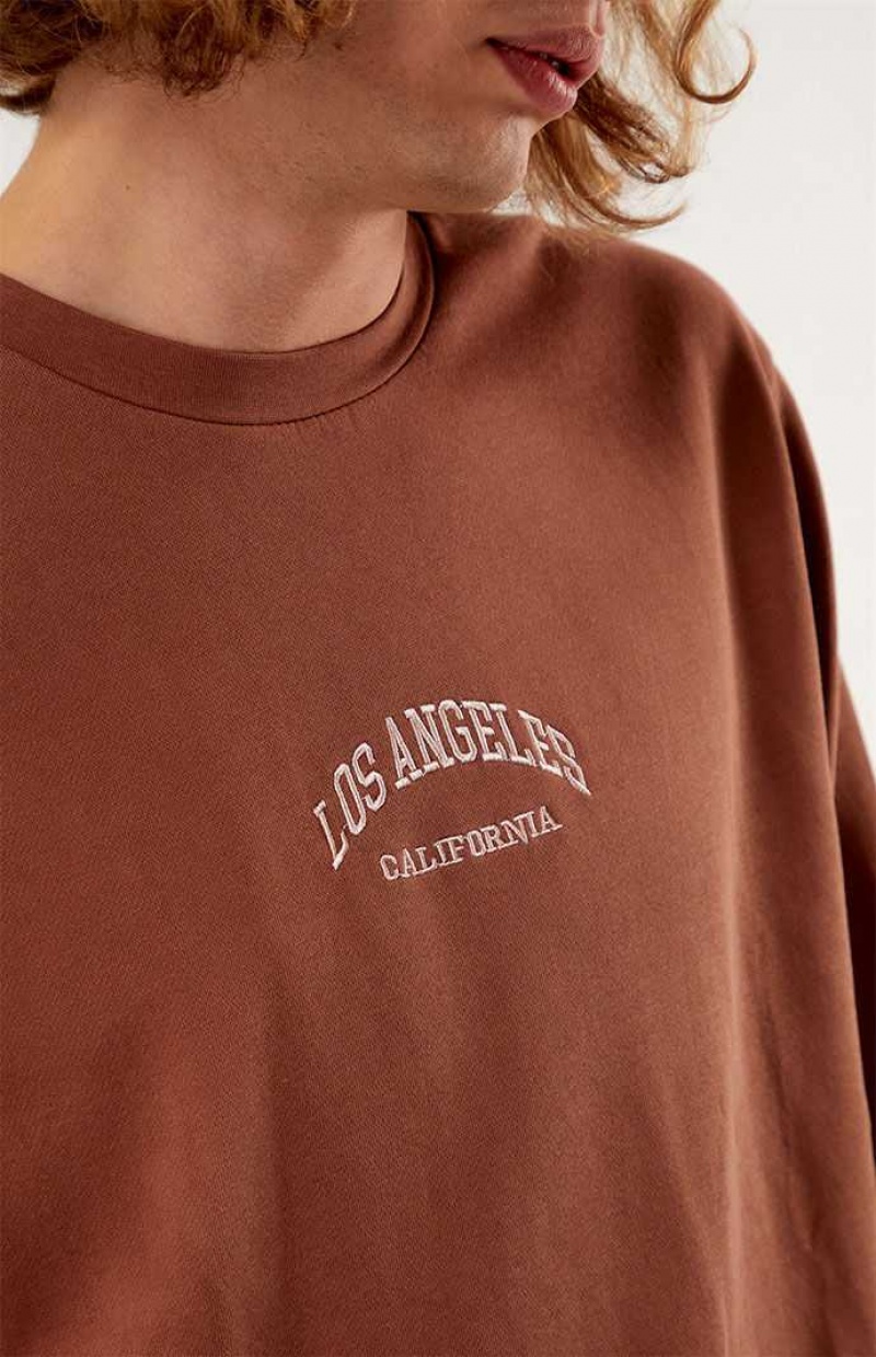 Sudaderas PacSun Los Angeles Embroidered Crew Neck Hombre MINK | DIQJN5302