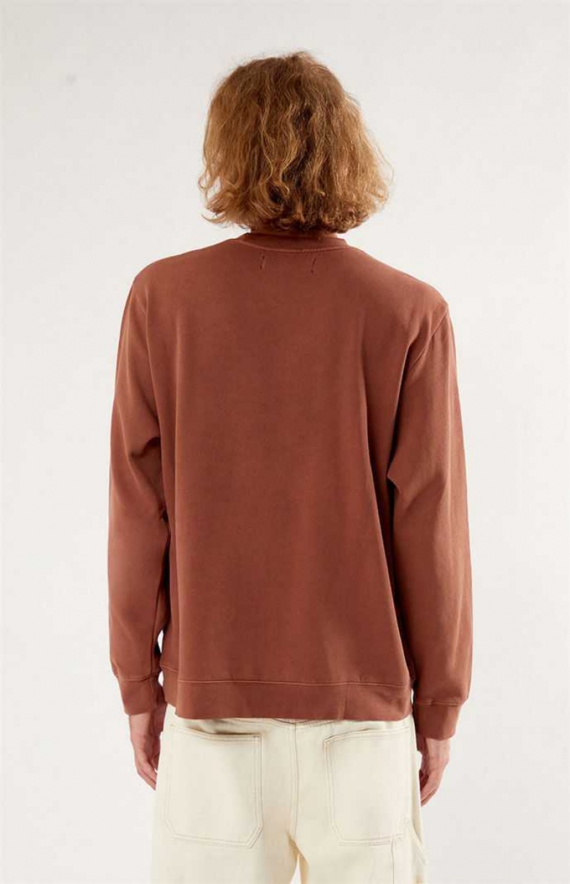 Sudaderas PacSun Los Angeles Embroidered Crew Neck Hombre MINK | DIQJN5302