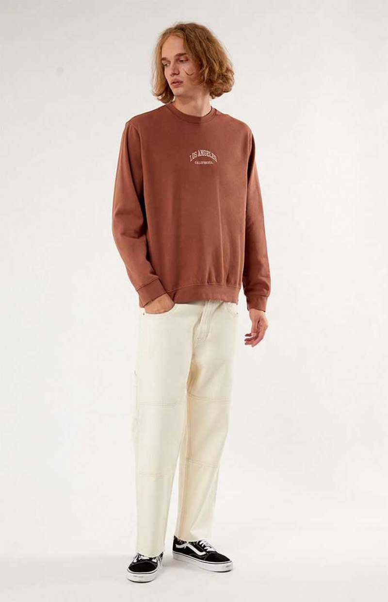 Sudaderas PacSun Los Angeles Embroidered Crew Neck Hombre MINK | DIQJN5302