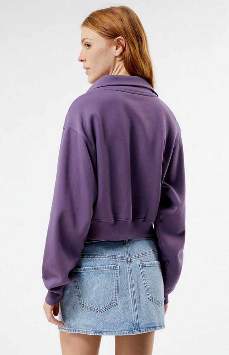 Sudaderas PacSun Los Angeles Half Zip Cropped Mujer Moradas | WOIZA9304