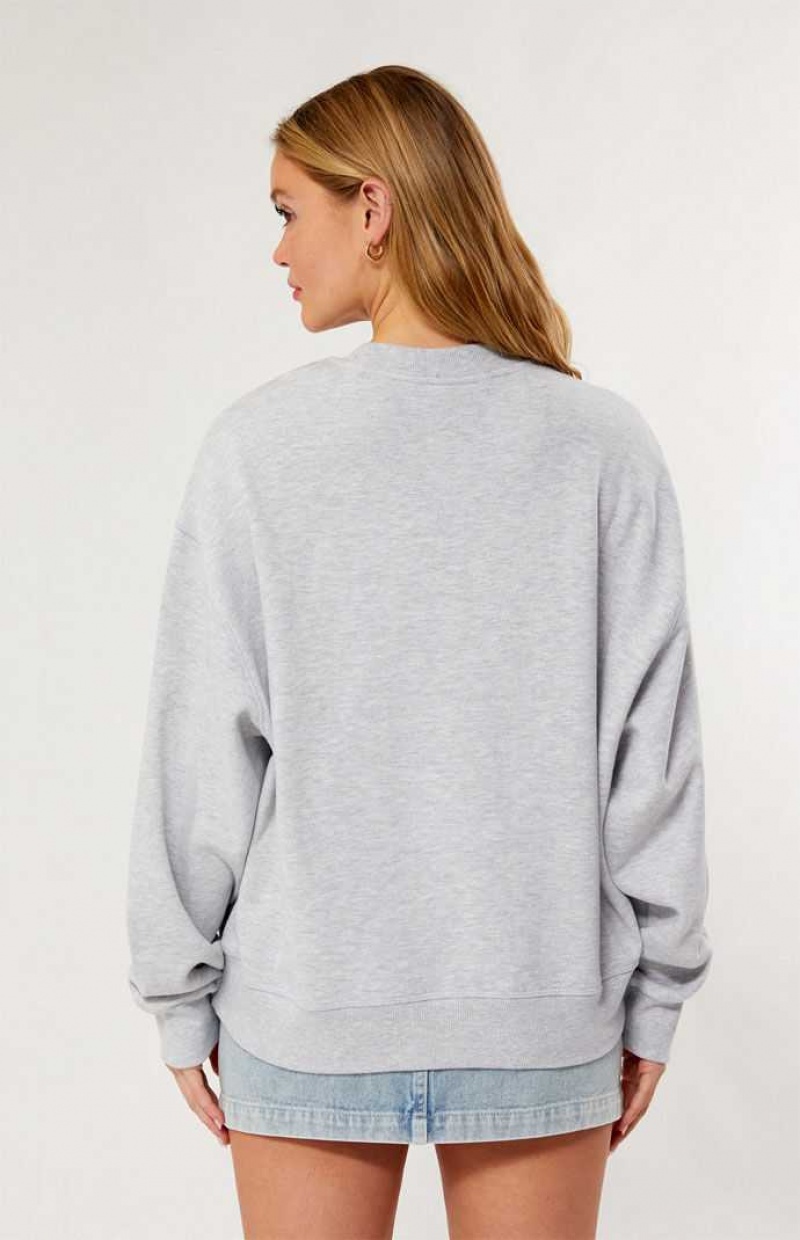 Sudaderas PacSun Luv & Cherries Crew Neck Mujer Gris | PXTJL5796